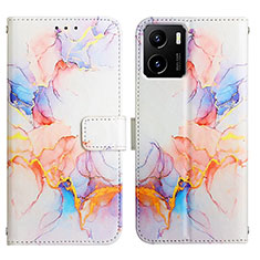 Leather Case Stands Fashionable Pattern Flip Cover Holder Y04B for Vivo Y01A Blue