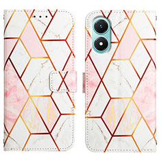 Leather Case Stands Fashionable Pattern Flip Cover Holder Y04B for Vivo Y02S White