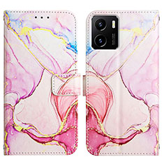 Leather Case Stands Fashionable Pattern Flip Cover Holder Y04B for Vivo Y10 Pink