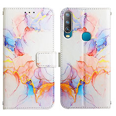 Leather Case Stands Fashionable Pattern Flip Cover Holder Y04B for Vivo Y11 Blue