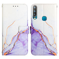 Leather Case Stands Fashionable Pattern Flip Cover Holder Y04B for Vivo Y11 Purple