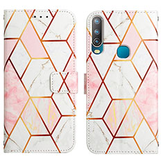 Leather Case Stands Fashionable Pattern Flip Cover Holder Y04B for Vivo Y12 White