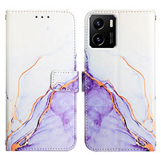 Leather Case Stands Fashionable Pattern Flip Cover Holder Y04B for Vivo Y15C Purple