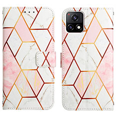 Leather Case Stands Fashionable Pattern Flip Cover Holder Y04B for Vivo Y31s 5G White