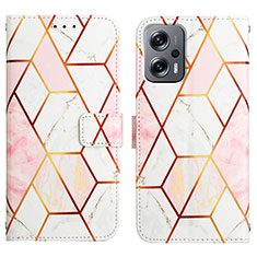 Leather Case Stands Fashionable Pattern Flip Cover Holder Y04B for Xiaomi Poco X4 GT 5G White