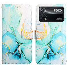 Leather Case Stands Fashionable Pattern Flip Cover Holder Y04B for Xiaomi Poco X4 Pro 5G Green