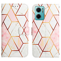 Leather Case Stands Fashionable Pattern Flip Cover Holder Y04B for Xiaomi Redmi 10 Prime Plus 5G White