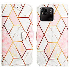 Leather Case Stands Fashionable Pattern Flip Cover Holder Y04B for Xiaomi Redmi 9 India White