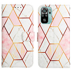 Leather Case Stands Fashionable Pattern Flip Cover Holder Y04B for Xiaomi Redmi Note 11 SE India 4G White