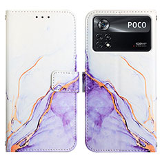 Leather Case Stands Fashionable Pattern Flip Cover Holder Y04B for Xiaomi Redmi Note 11E Pro 5G Purple