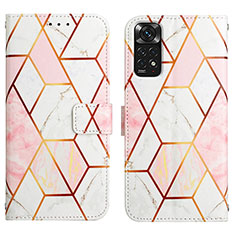 Leather Case Stands Fashionable Pattern Flip Cover Holder Y04B for Xiaomi Redmi Note 11S 4G White