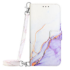 Leather Case Stands Fashionable Pattern Flip Cover Holder Y05B for Google Pixel 8 5G Purple