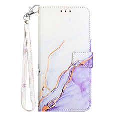 Leather Case Stands Fashionable Pattern Flip Cover Holder Y05B for Samsung Galaxy A12 5G Purple