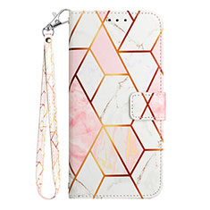 Leather Case Stands Fashionable Pattern Flip Cover Holder Y05B for Samsung Galaxy A12 5G White