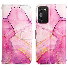 Leather Case Stands Fashionable Pattern Flip Cover Holder Y05B for Samsung Galaxy M02s Hot Pink