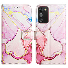 Leather Case Stands Fashionable Pattern Flip Cover Holder Y05B for Samsung Galaxy M02s Pink