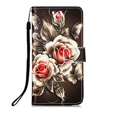 Leather Case Stands Fashionable Pattern Flip Cover Holder Y05B for Samsung Galaxy S22 5G Black