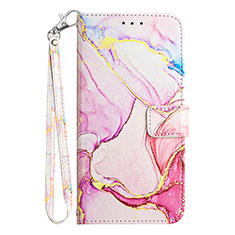 Leather Case Stands Fashionable Pattern Flip Cover Holder YB1 for Motorola Moto E13 Pink