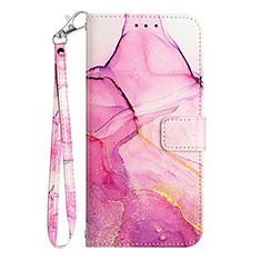 Leather Case Stands Fashionable Pattern Flip Cover Holder YB1 for Motorola Moto Edge Plus (2023) 5G Hot Pink