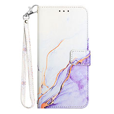 Leather Case Stands Fashionable Pattern Flip Cover Holder YB1 for Motorola Moto Edge Plus (2023) 5G Purple