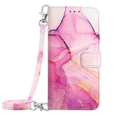 Leather Case Stands Fashionable Pattern Flip Cover Holder YB1 for Nokia C02 Hot Pink