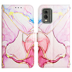 Leather Case Stands Fashionable Pattern Flip Cover Holder YB1 for Nokia C210 Pink