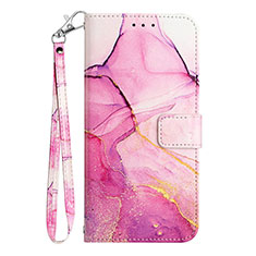 Leather Case Stands Fashionable Pattern Flip Cover Holder YB1 for Samsung Galaxy M04 Hot Pink