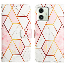 Leather Case Stands Fashionable Pattern Flip Cover Holder YB4 for Motorola Moto G54 5G White