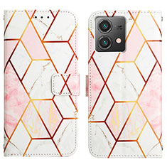 Leather Case Stands Fashionable Pattern Flip Cover Holder YB4 for Motorola Moto G84 5G White