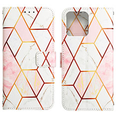 Leather Case Stands Fashionable Pattern Flip Cover Holder YB4 for Motorola Moto X40 5G White