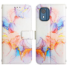 Leather Case Stands Fashionable Pattern Flip Cover Holder YB4 for Nokia C02 Blue