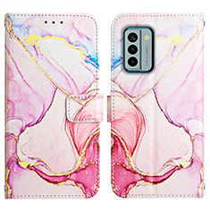 Leather Case Stands Fashionable Pattern Flip Cover Holder YB4 for Nokia G22 Pink