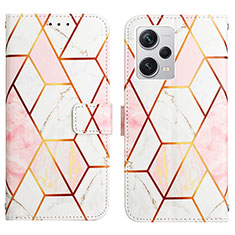 Leather Case Stands Fashionable Pattern Flip Cover Holder YB4 for Xiaomi Redmi Note 12 Explorer White