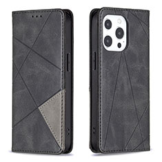 Leather Case Stands Fashionable Pattern Flip Cover L04 Holder for Apple iPhone 13 Pro Black