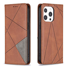 Leather Case Stands Fashionable Pattern Flip Cover L04 Holder for Apple iPhone 13 Pro Brown