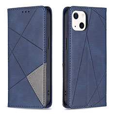 Leather Case Stands Fashionable Pattern Flip Cover L04 Holder for Apple iPhone 15 Blue