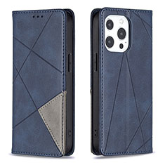 Leather Case Stands Fashionable Pattern Flip Cover L04 Holder for Apple iPhone 15 Pro Blue