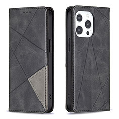 Leather Case Stands Fashionable Pattern Flip Cover L04 Holder for Apple iPhone 16 Pro Max Black