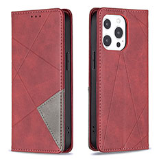 Leather Case Stands Fashionable Pattern Flip Cover L04 Holder for Apple iPhone 16 Pro Red