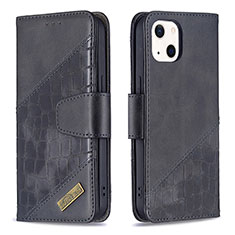 Leather Case Stands Fashionable Pattern Flip Cover L05 Holder for Apple iPhone 15 Black