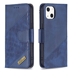 Leather Case Stands Fashionable Pattern Flip Cover L05 Holder for Apple iPhone 15 Blue