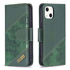 Leather Case Stands Fashionable Pattern Flip Cover L05 Holder for Apple iPhone 15 Green