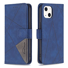 Leather Case Stands Fashionable Pattern Flip Cover L06 Holder for Apple iPhone 15 Blue