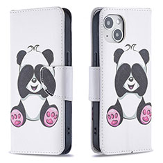 Leather Case Stands Fashionable Pattern Flip Cover L07 Holder for Apple iPhone 13 Mini White