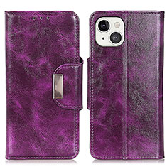 Leather Case Stands Flip Cover A01 Holder for Apple iPhone 13 Purple