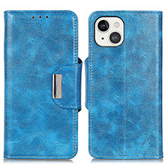 Leather Case Stands Flip Cover A01 Holder for Apple iPhone 14 Blue