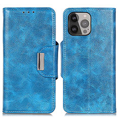 Leather Case Stands Flip Cover A01 Holder for Apple iPhone 14 Pro Blue