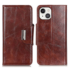 Leather Case Stands Flip Cover A01 Holder for Apple iPhone 15 Brown