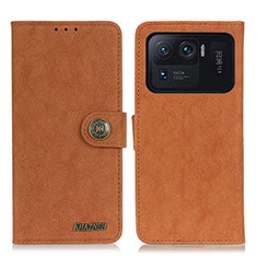 Leather Case Stands Flip Cover A01D Holder for Xiaomi Mi 11 Ultra 5G Brown