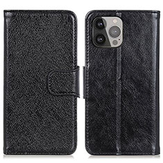 Leather Case Stands Flip Cover A02 Holder for Apple iPhone 14 Pro Black